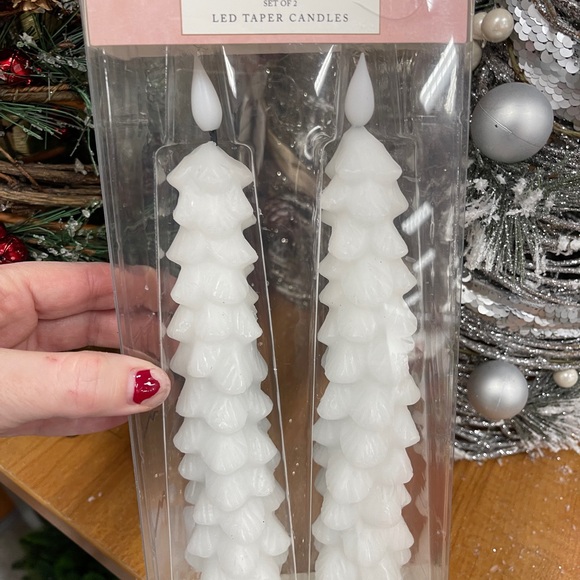 White Christmas Tree LED Taper Candles with Timer Set of 2 NWT - Picture 3 of 4